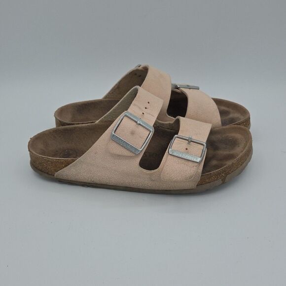 Birkenstock Arizona Two Strap Pink Ladies Size 38 US Size 7 - 7.5 Slides Slip On - Picture 5 of 8